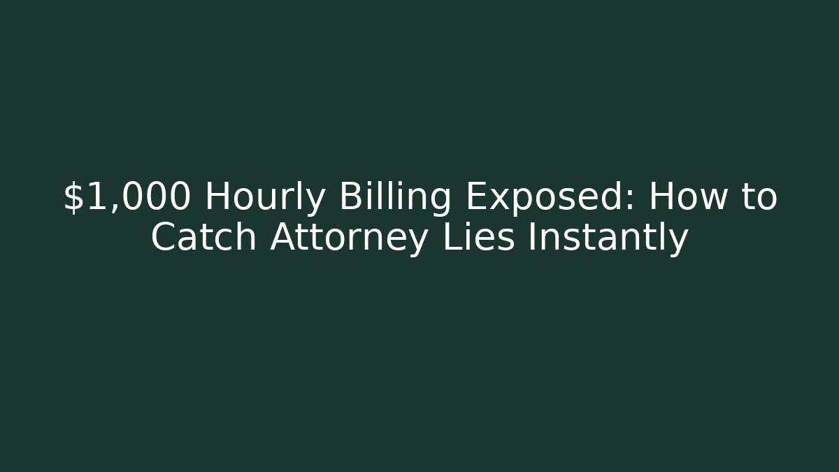 $1,000 Hourly Billing Exposed: How to Catch Attorney Lies Instantly