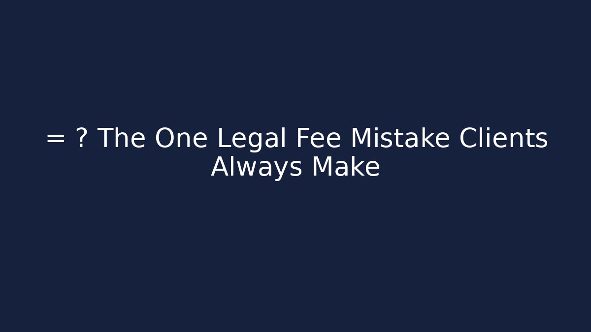 = ? The One Legal Fee Mistake Clients Always Make - Magmic