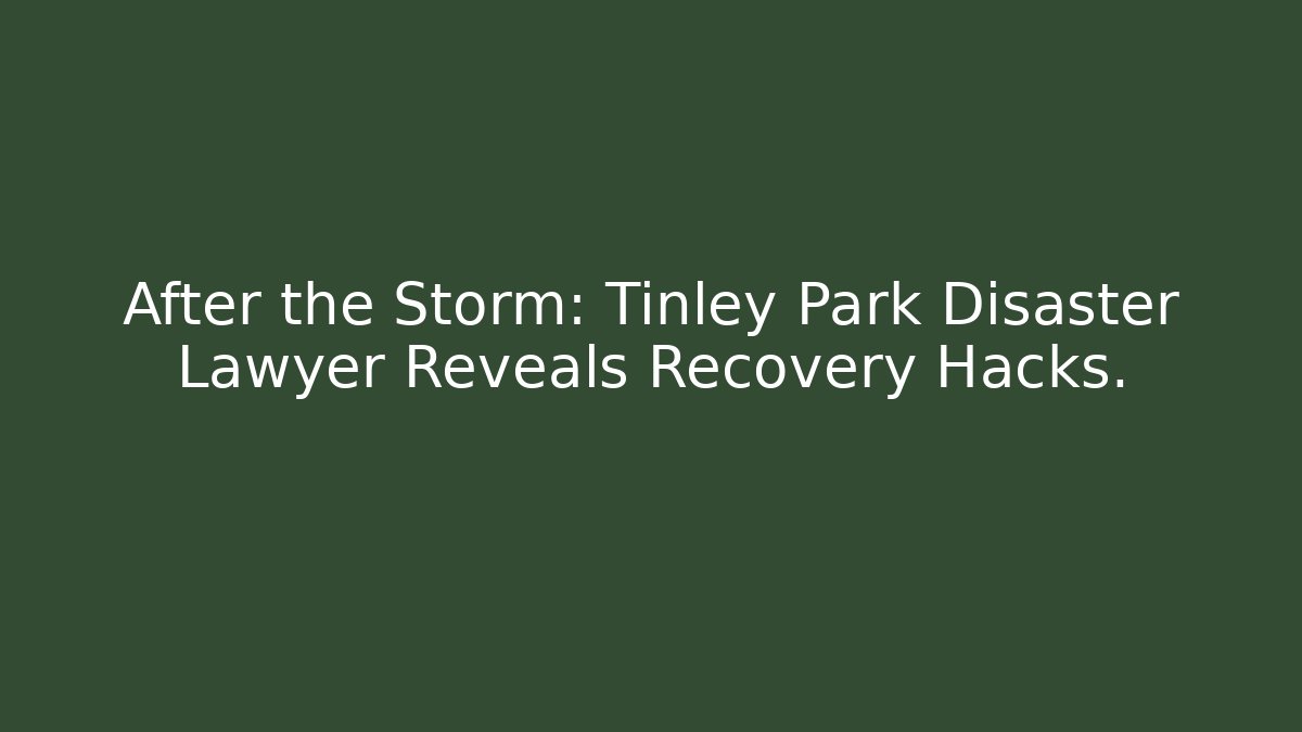 After the Storm: Tinley Park Disaster Lawyer Reveals Recovery Hacks.
