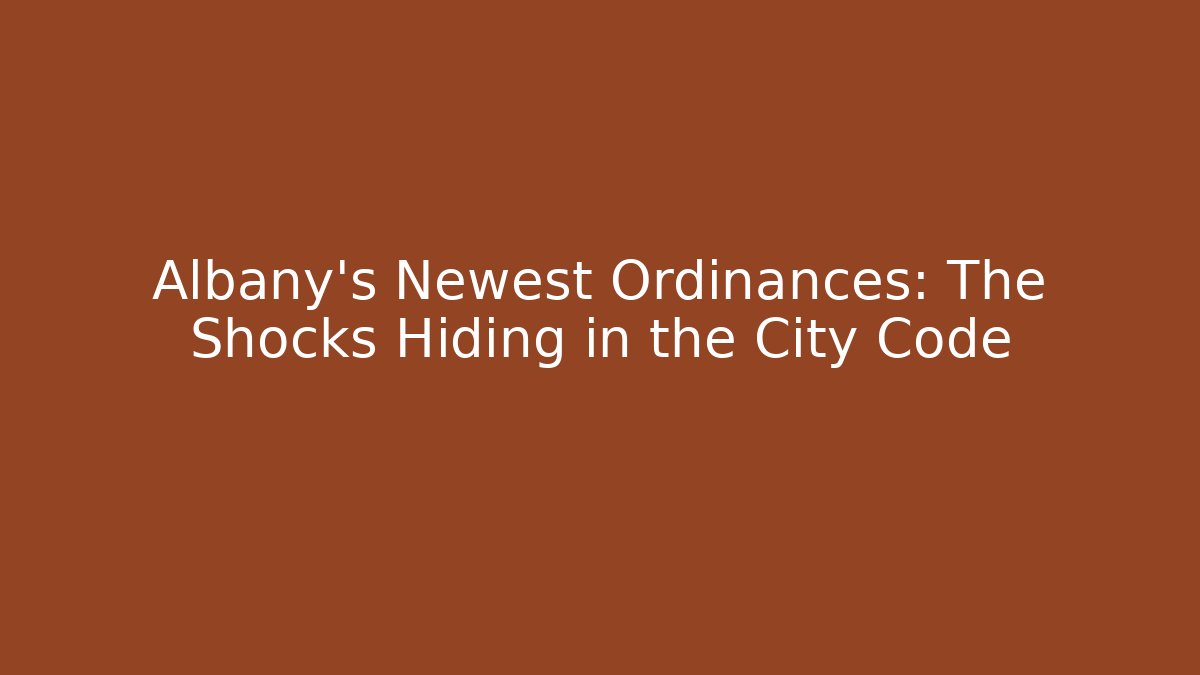 Albany's Newest Ordinances: The Shocks Hiding in the City Code