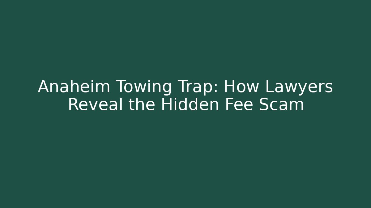 Anaheim Towing Trap: How Lawyers Reveal the Hidden Fee Scam