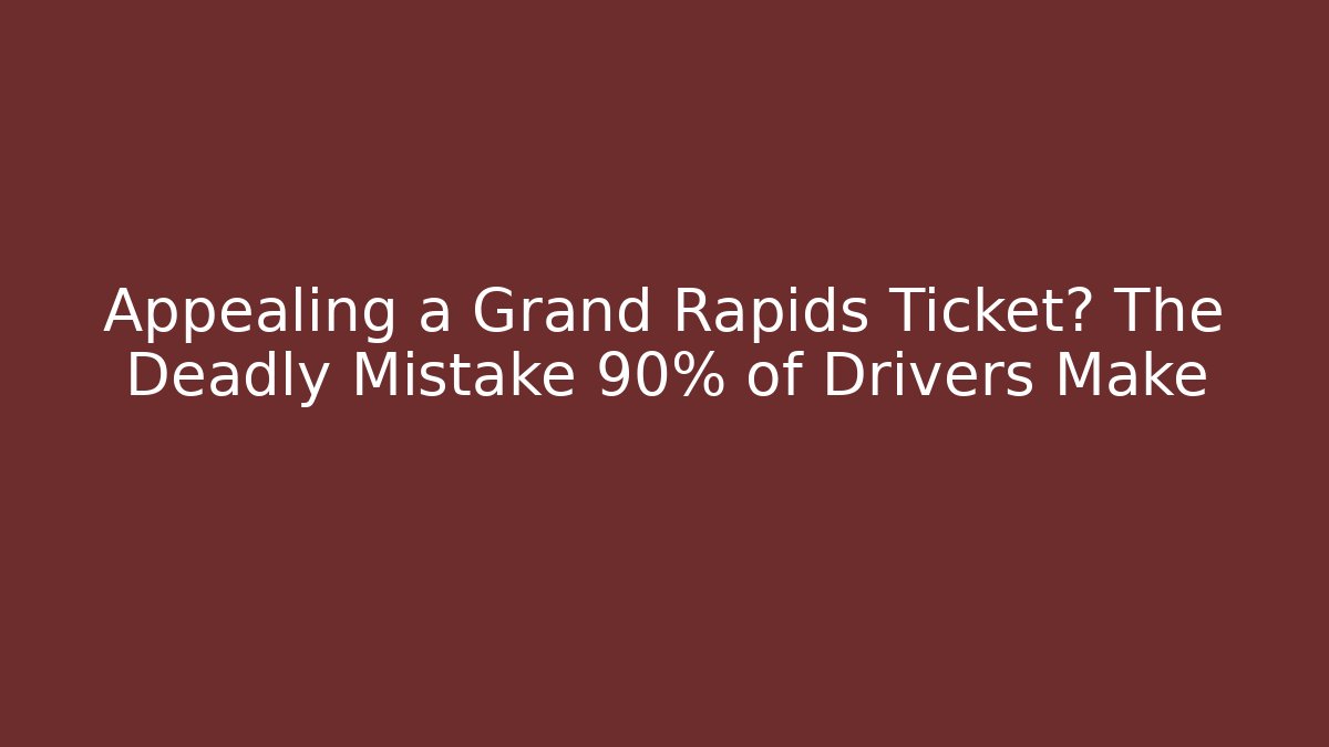 Appealing a Grand Rapids Ticket? The Deadly Mistake 90% of Drivers Make