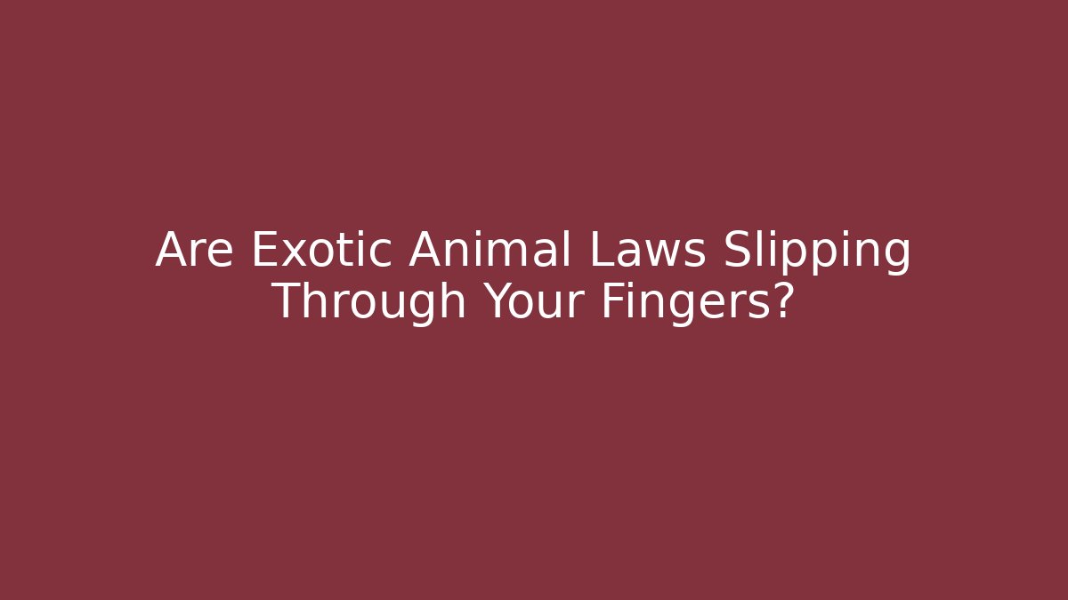 Are Exotic Animal Laws Slipping Through Your Fingers?