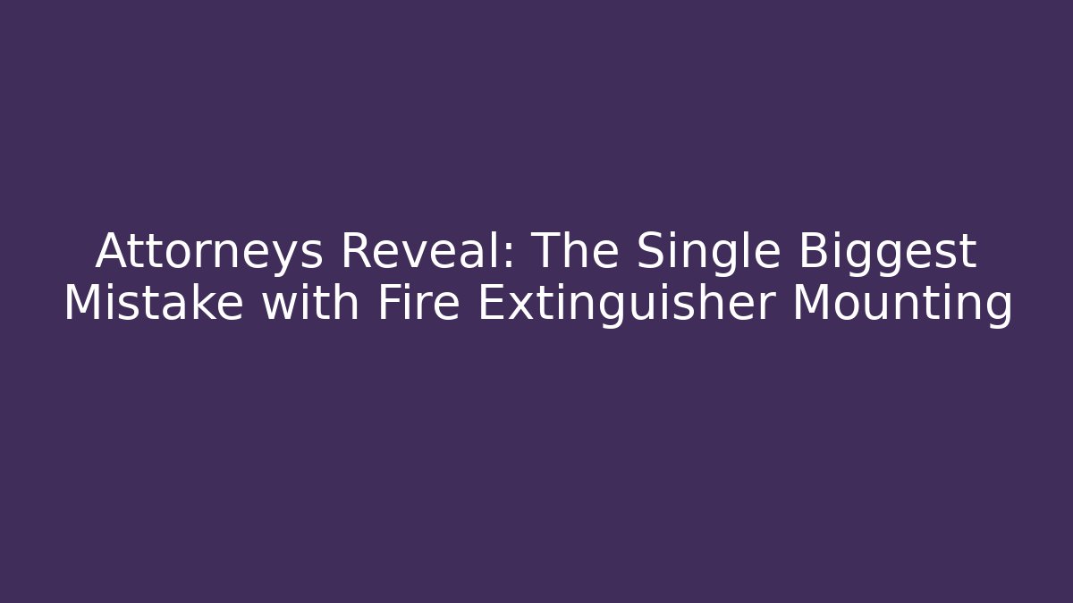 Attorneys Reveal: The Single Biggest Mistake with Fire Extinguisher Mounting