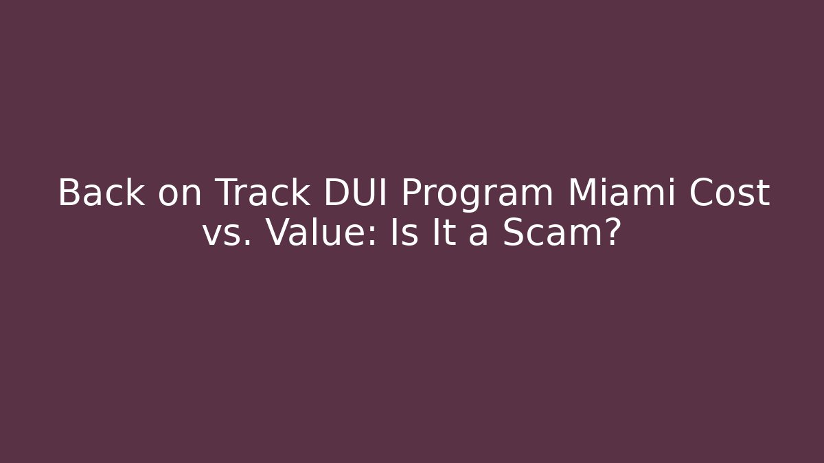 Back on Track DUI Program Miami Cost vs. Value: Is It a Scam? - Magmic