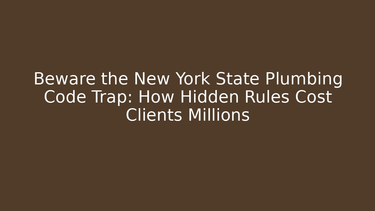 Beware the New York State Plumbing Code Trap: How Hidden Rules Cost Clients Millions