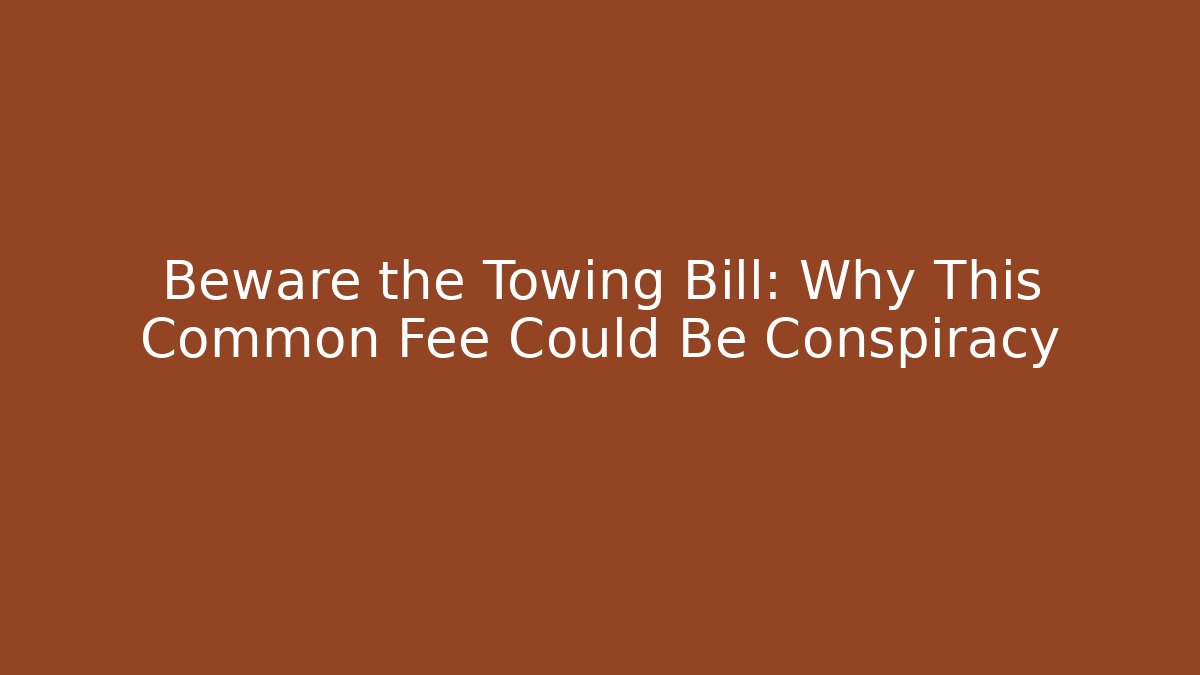 Beware the Towing Bill: Why This Common Fee Could Be Conspiracy - Magmic