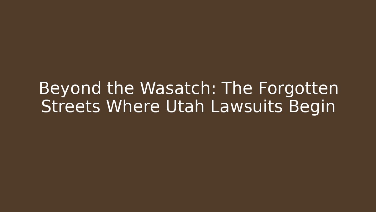 Beyond the Wasatch: The Forgotten Streets Where Utah Lawsuits Begin