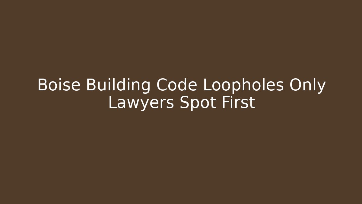 Boise Building Code Loopholes Only Lawyers Spot First