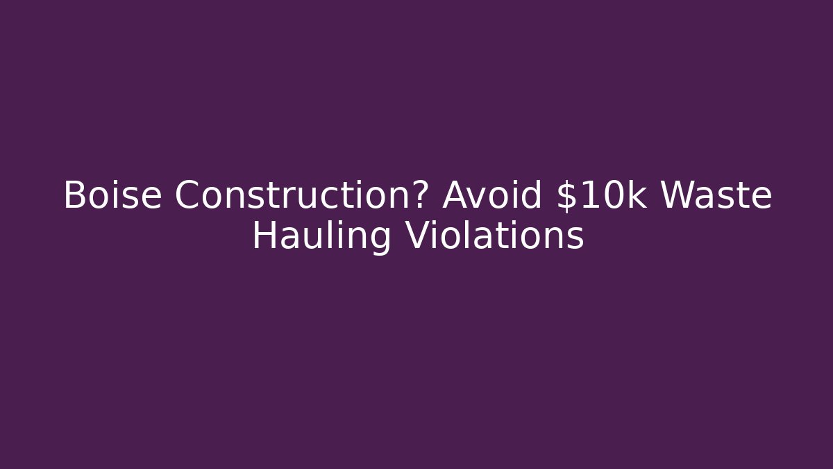 Boise Construction? Avoid $10k Waste Hauling Violations