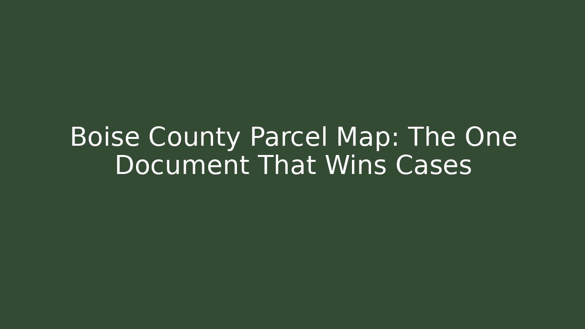 Boise County Parcel Map: The One Document That Wins Cases