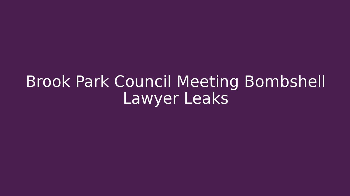 Brook Park Council Meeting Bombshell Lawyer Leaks