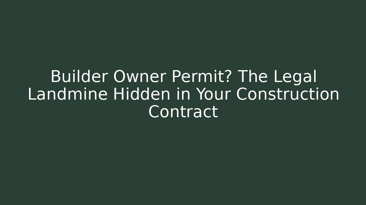Builder Owner Permit? The Legal Landmine Hidden in Your Construction Contract