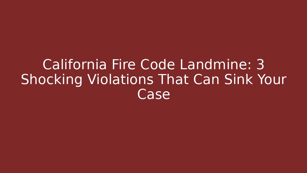 California Fire Code Landmine: 3 Shocking Violations That Can Sink Your Case - Magmic