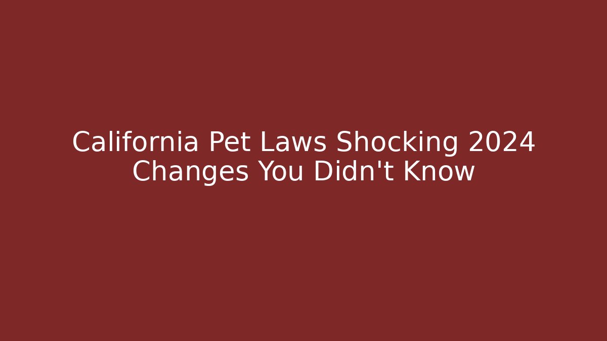 California Pet Laws Shocking 2024 Changes You Didn't Know