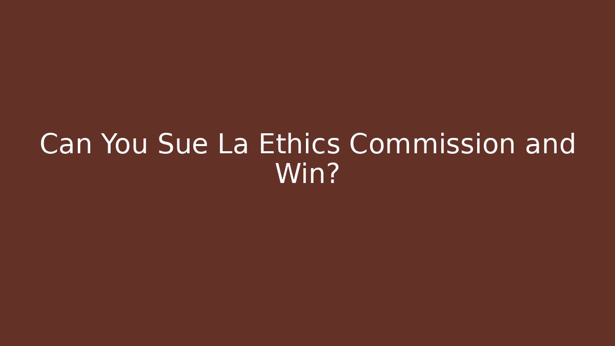Can You Sue La Ethics Commission and Win? - Magmic