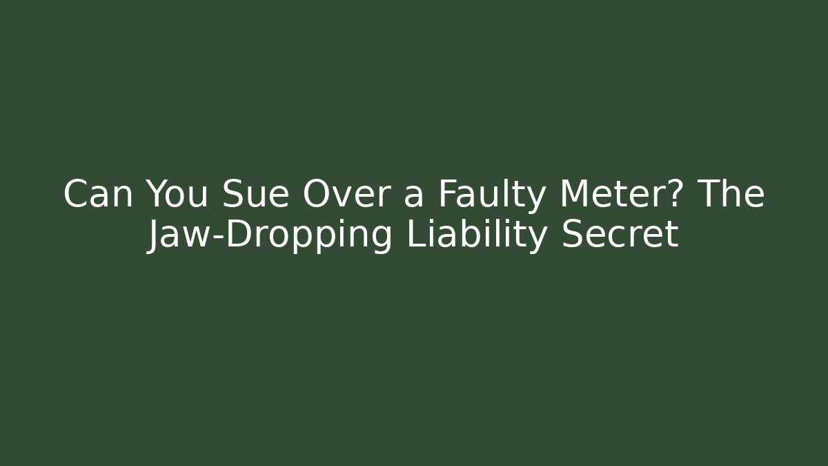Can You Sue Over a Faulty Meter? The Jaw-Dropping Liability Secret