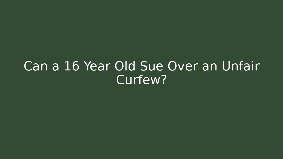 Can a 16 Year Old Sue Over an Unfair Curfew?