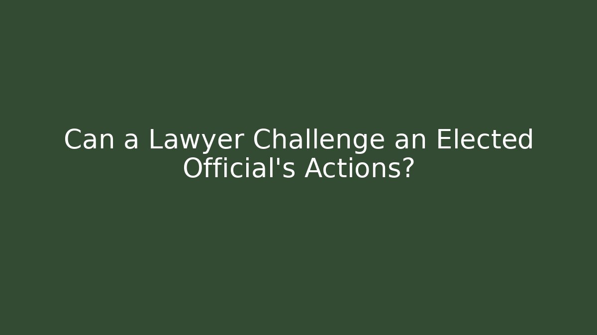 Can a Lawyer Challenge an Elected Official's Actions?