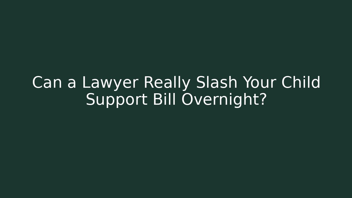 Can a Lawyer Really Slash Your Child Support Bill Overnight?