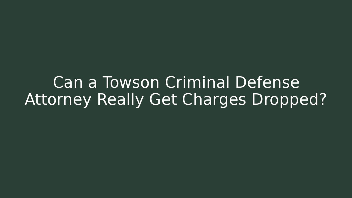 Can a Towson Criminal Defense Attorney Really Get Charges Dropped?