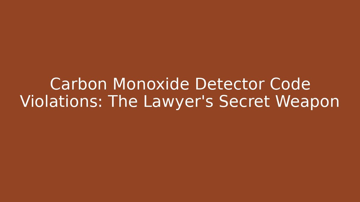 Carbon Monoxide Detector Code Violations: The Lawyer’s Secret Weapon - Magmic