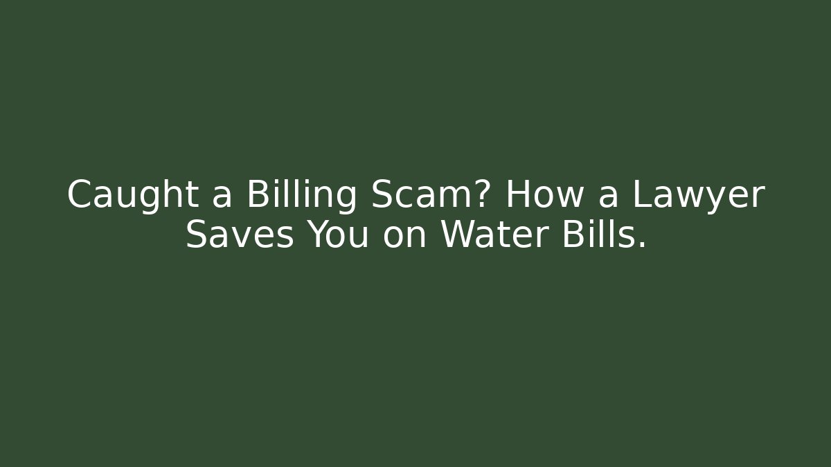 Caught a Billing Scam? How a Lawyer Saves You on Water Bills.