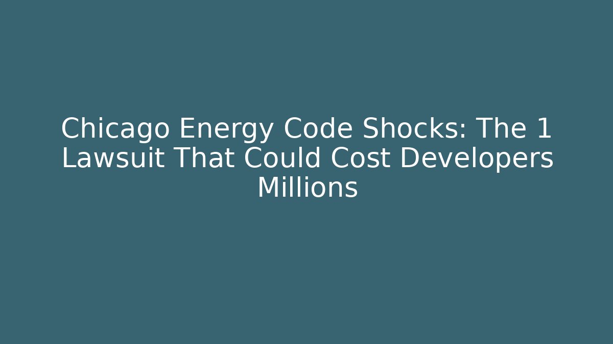 Chicago Energy Code Shocks: The 1 Lawsuit That Could Cost Developers Millions