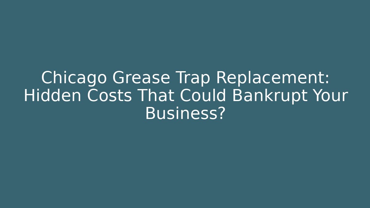 Chicago Grease Trap Replacement: Hidden Costs That Could Bankrupt Your Business?