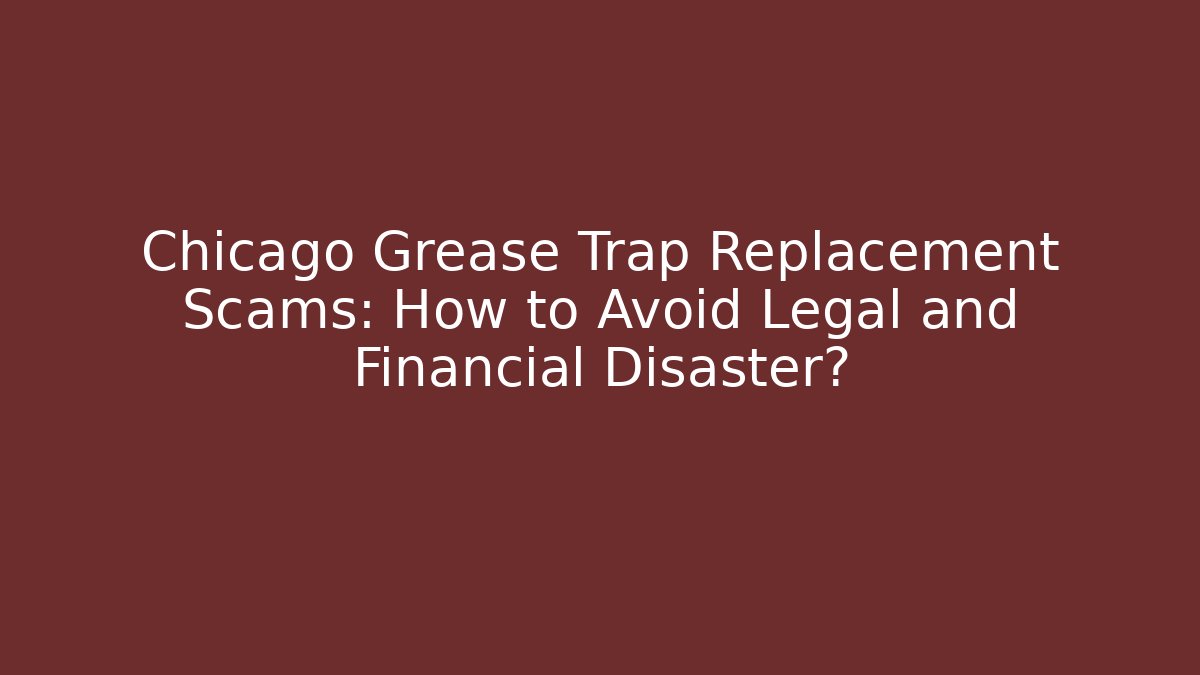 Chicago Grease Trap Replacement Scams: How to Avoid Legal and Financial Disaster?