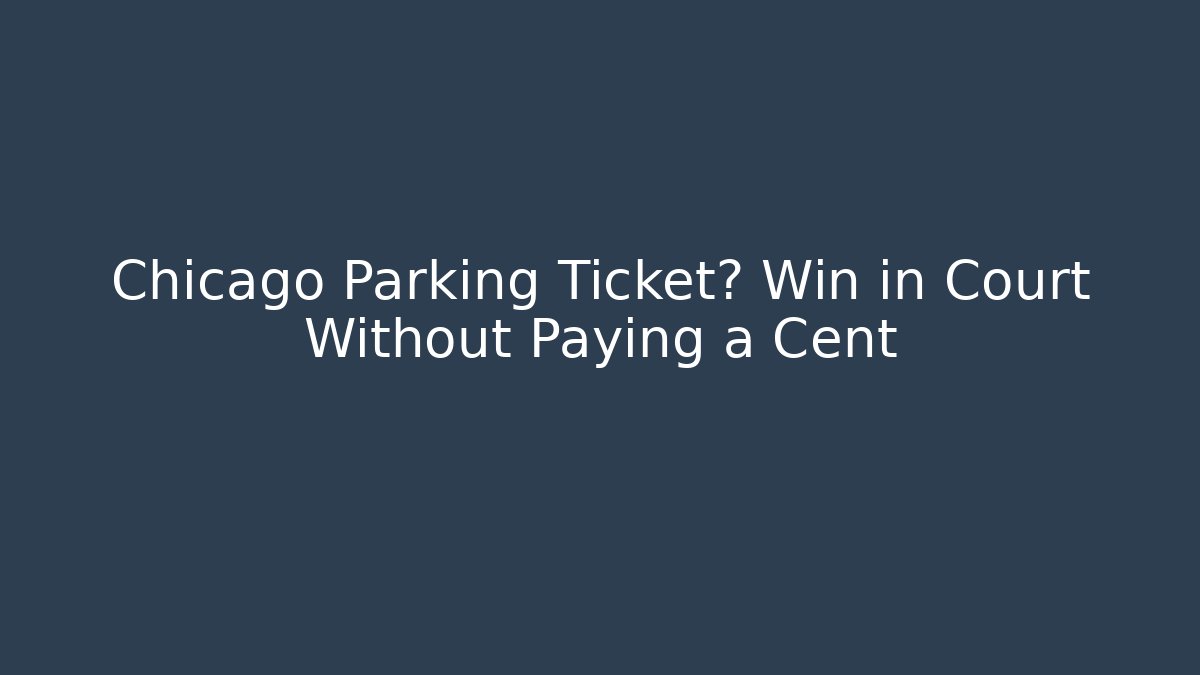 Chicago Parking Ticket? Win in Court Without Paying a Cent