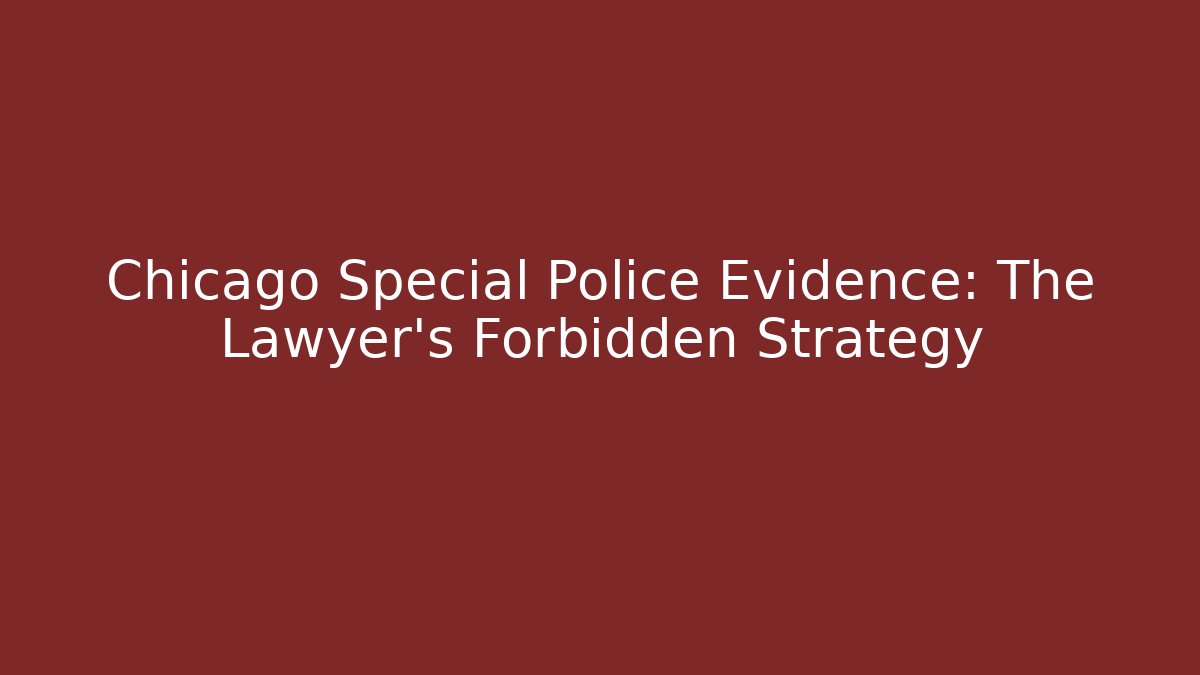 Chicago Special Police Evidence: The Lawyer's Forbidden Strategy