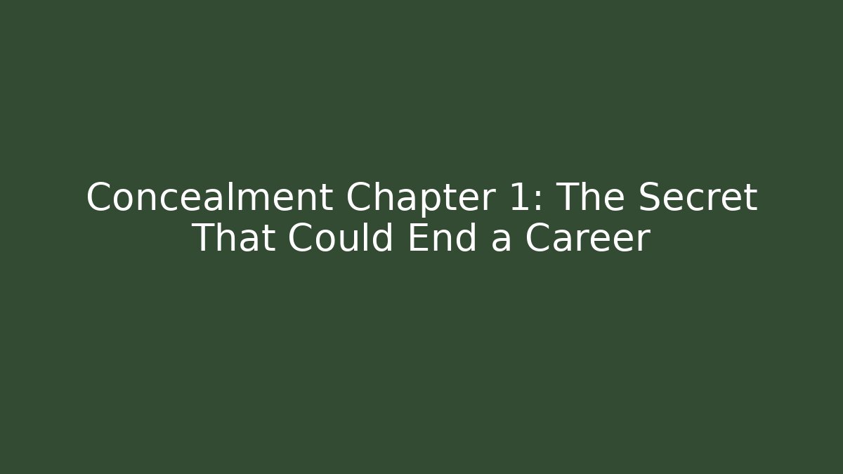 Concealment Chapter 1: The Secret That Could End a Career