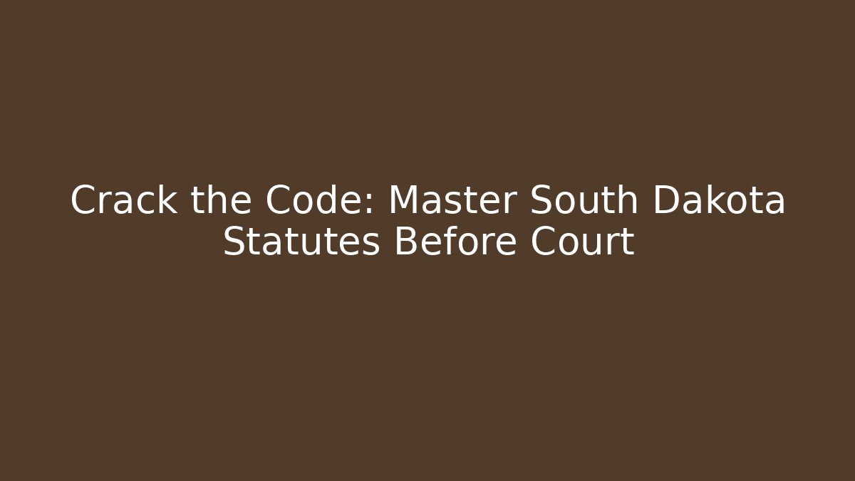Crack the Code: Master South Dakota Statutes Before Court