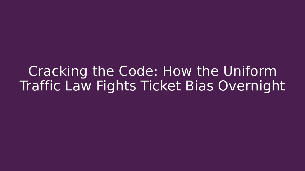 Cracking the Code: How the Uniform Traffic Law Fights Ticket Bias Overnight - Magmic