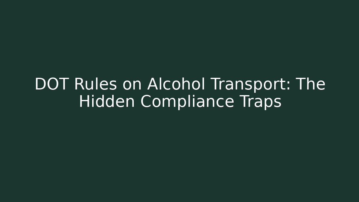 DOT Rules on Alcohol Transport: The Hidden Compliance Traps
