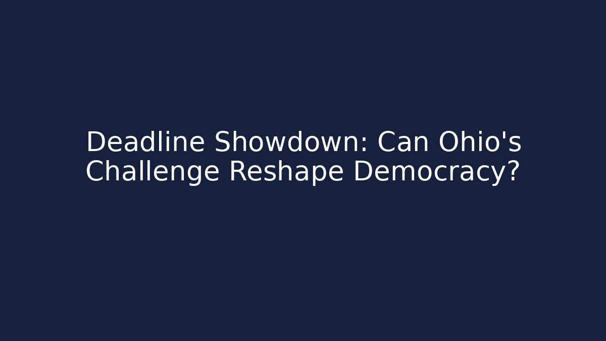 Deadline Showdown: Can Ohio's Challenge Reshape Democracy?