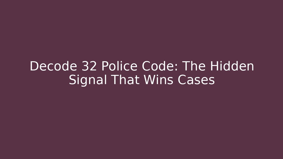 Decode 32 Police Code: The Hidden Signal That Wins Cases - Magmic