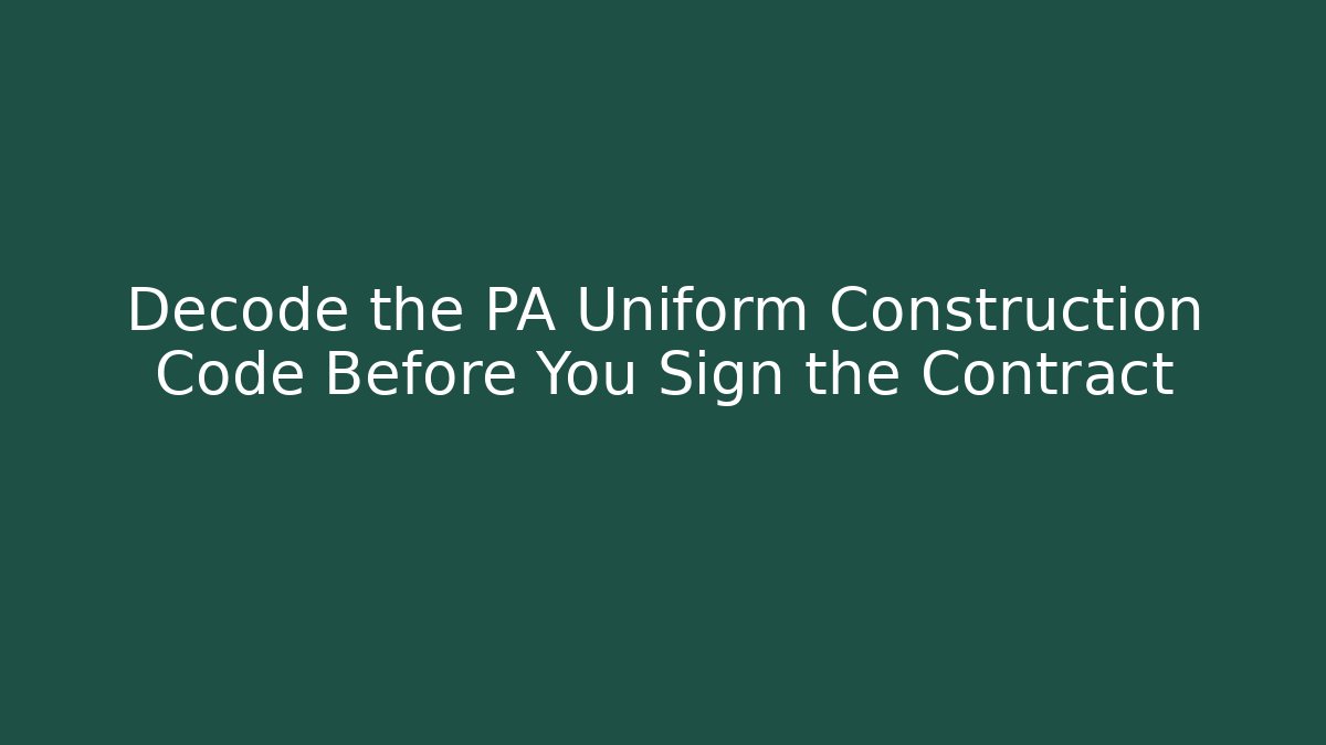 Decode the PA Uniform Construction Code Before You Sign the Contract - Magmic
