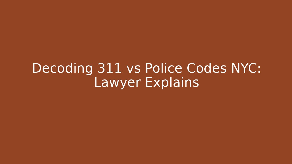 Decoding 311 vs Police Codes NYC: Lawyer Explains