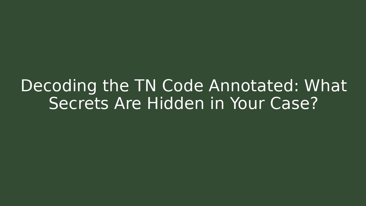 Decoding the TN Code Annotated: What Secrets Are Hidden in Your Case?