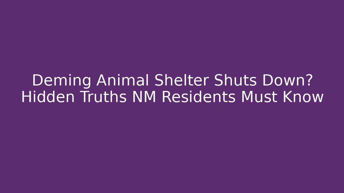 Deming Animal Shelter Shuts Down? Hidden Truths NM Residents Must Know