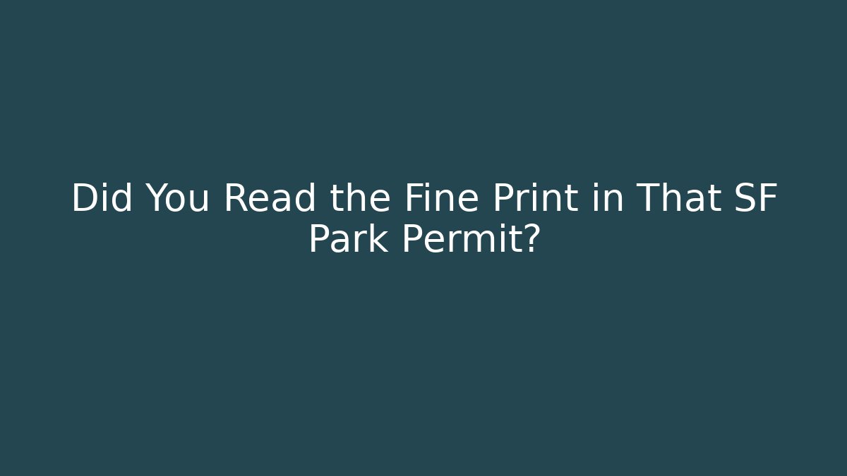Did You Read the Fine Print in That SF Park Permit?