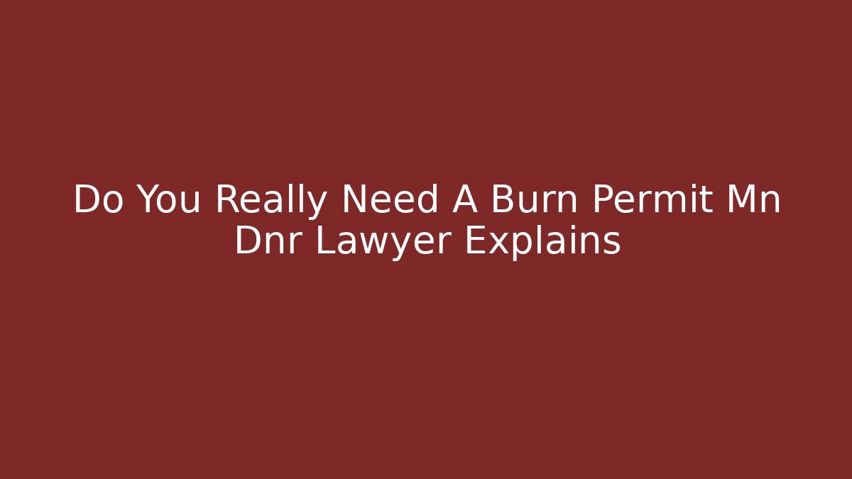 Do You Really Need A Burn Permit Mn Dnr Lawyer Explains