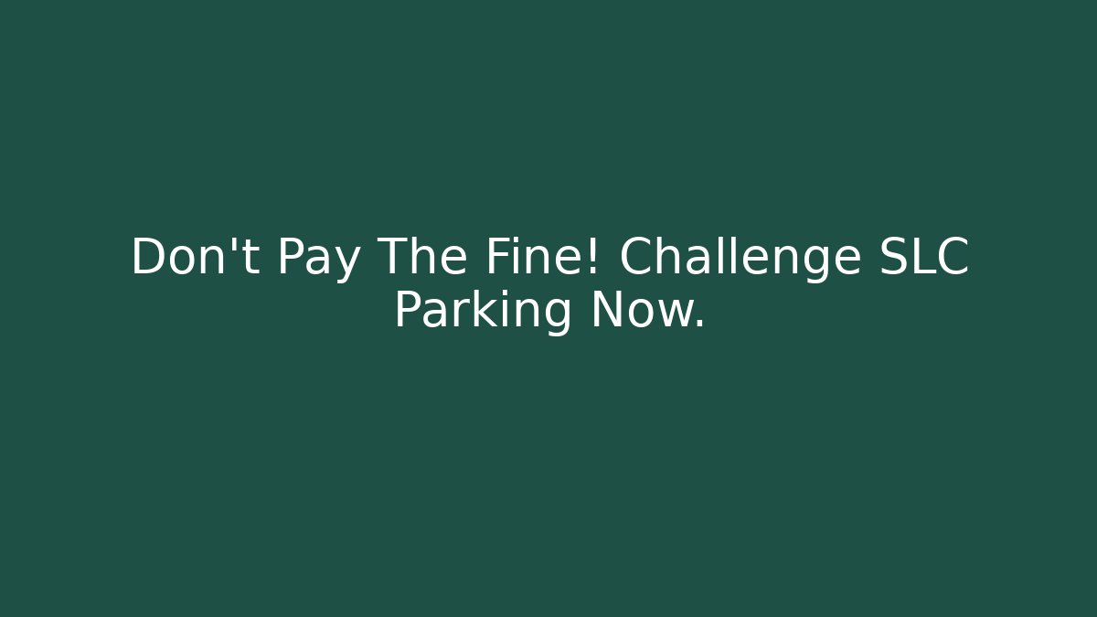 Don’t Pay The Fine! Challenge SLC Parking Now.