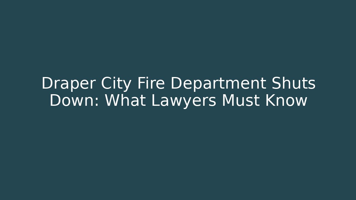 Draper City Fire Department Shuts Down: What Lawyers Must Know