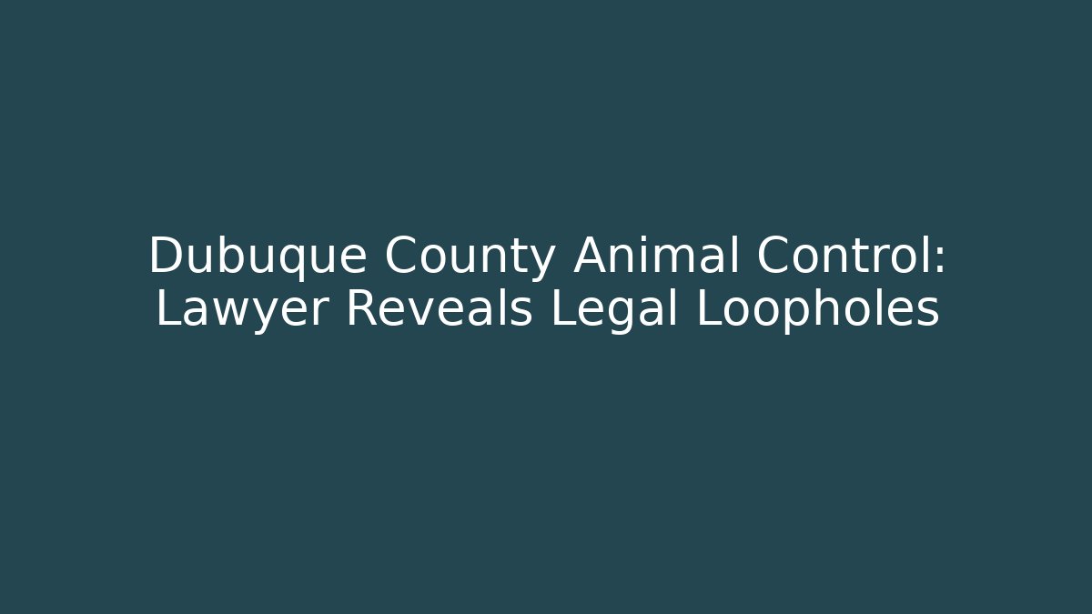 Dubuque County Animal Control: Lawyer Reveals Legal Loopholes