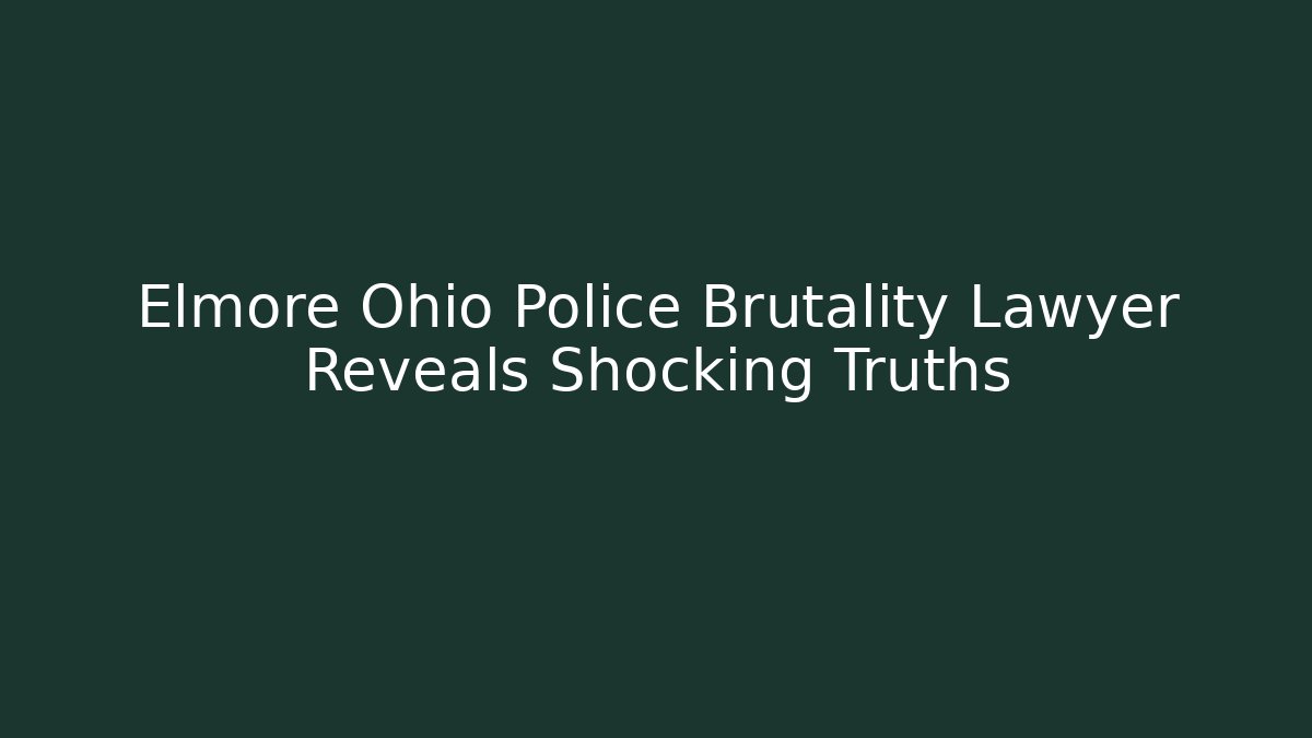 Elmore Ohio Police Brutality Lawyer Reveals Shocking Truths