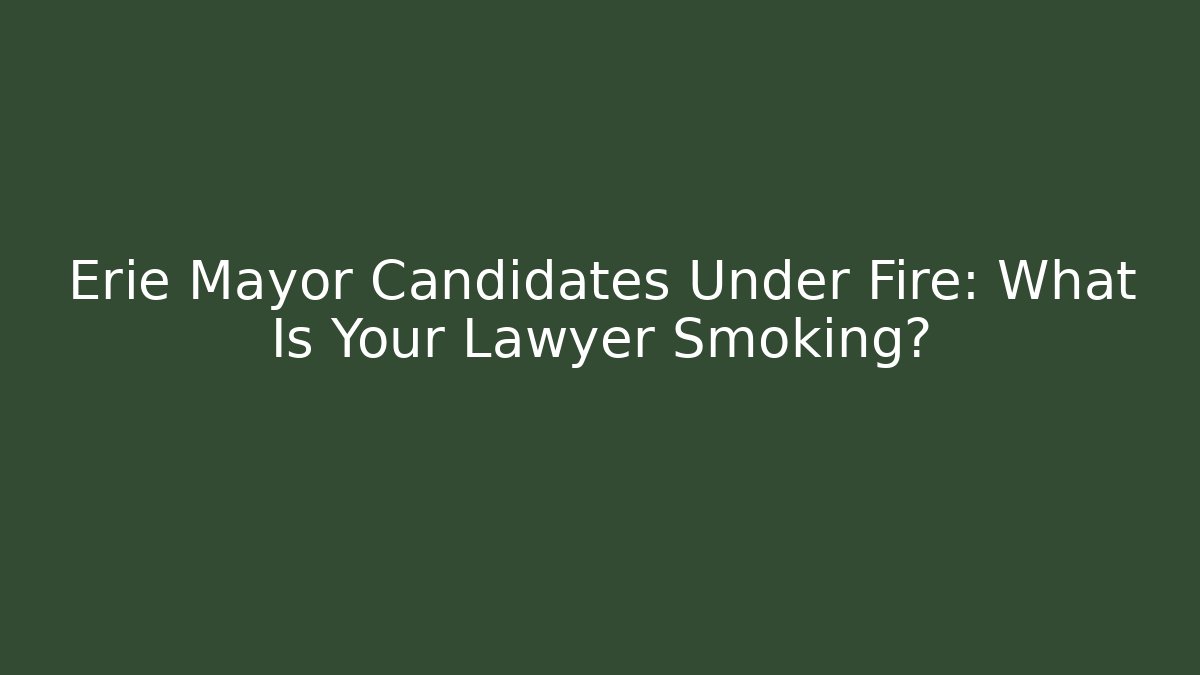 Erie Mayor Candidates Under Fire: What Is Your Lawyer Smoking?