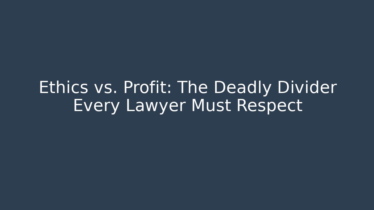 Ethics vs. Profit: The Deadly Divider Every Lawyer Must Respect